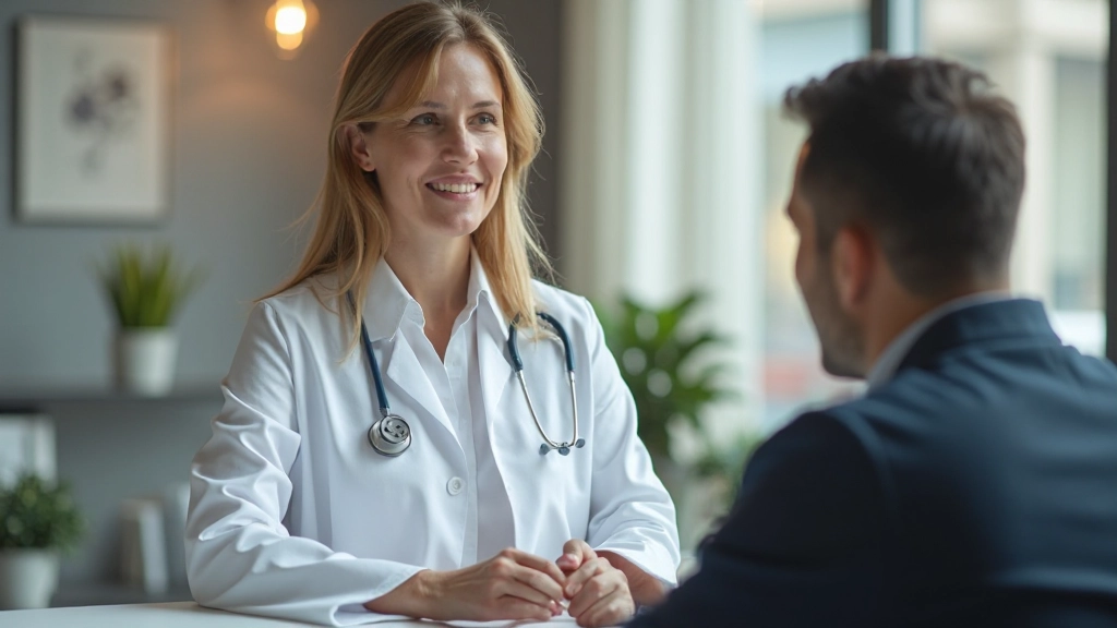 Профессиональный врач проводит консультацию с пациентом в современной клинике