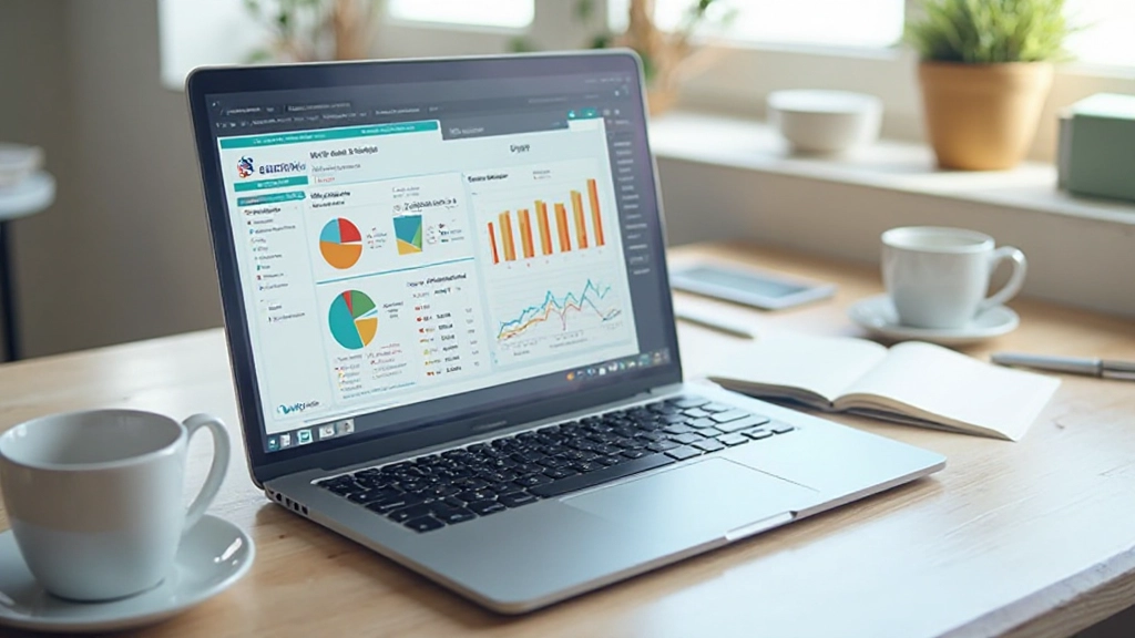 Ноутбук с открытой таблицей бюджета и финансовыми графиками