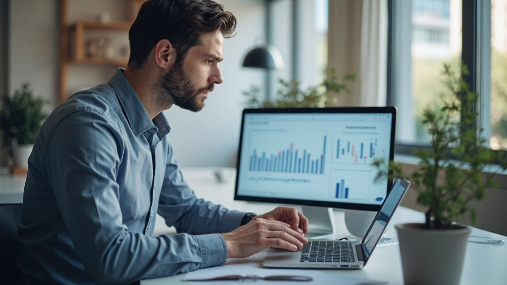 Финансовое планирование с графиками и прогнозами на экране ноутбука