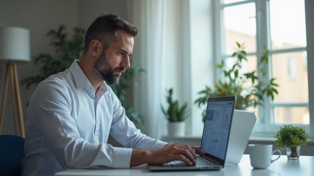 Аналитик анализирует финансовые данные на мониторе с диаграммами