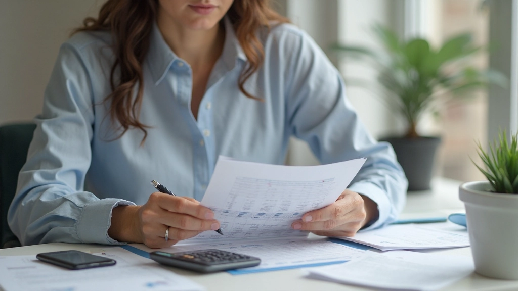 Таблица бюджета на столе с калькулятором и ручкой