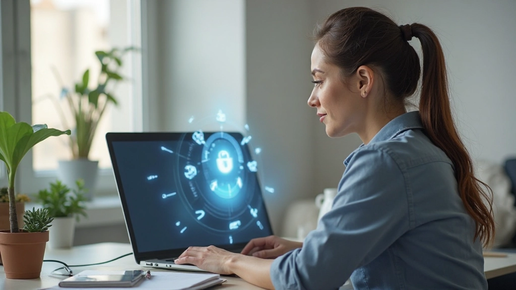 Защищенный ноутбук с символом замка на экране во время онлайн-транзакции