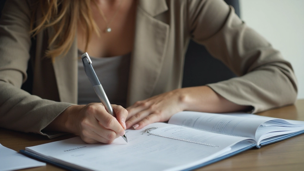 Профессиональное фото человека, записывающего финансовые цели в планировщик