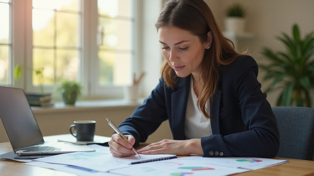 Профессиональная фотография планирования финансовых целей с записями и диаграммами роста