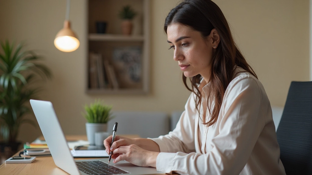 Финансовый аналитик работает с приложением контроля расходов на ноутбуке