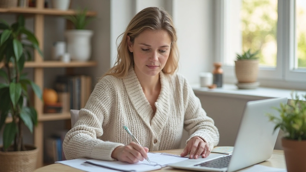 Профессиональное фото человека, планирующего бюджет отпуска за столом с ноутбуком и бумажным планировщиком