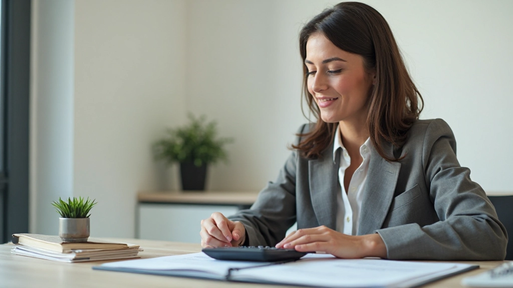 Профессиональное рабочее место с финансовыми документами и калькулятором для анализа долгов