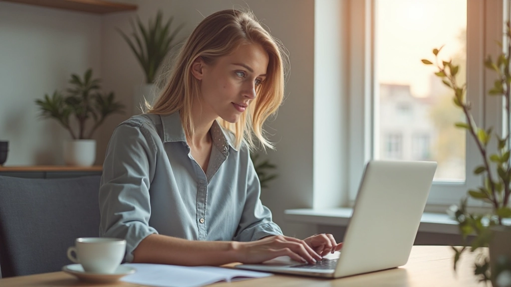 Профессионал работает на ноутбуке в домашнем офисе