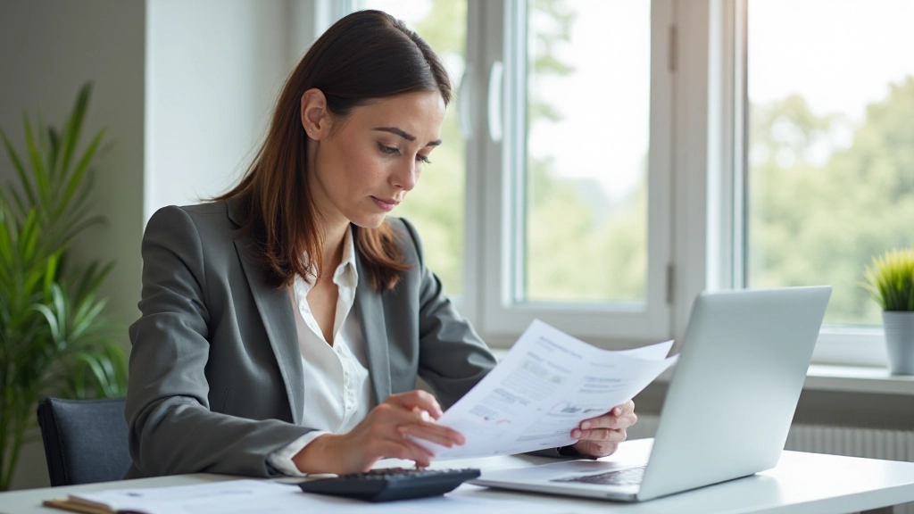 Рабочее место с документами о финансовом планировании и калькулятором