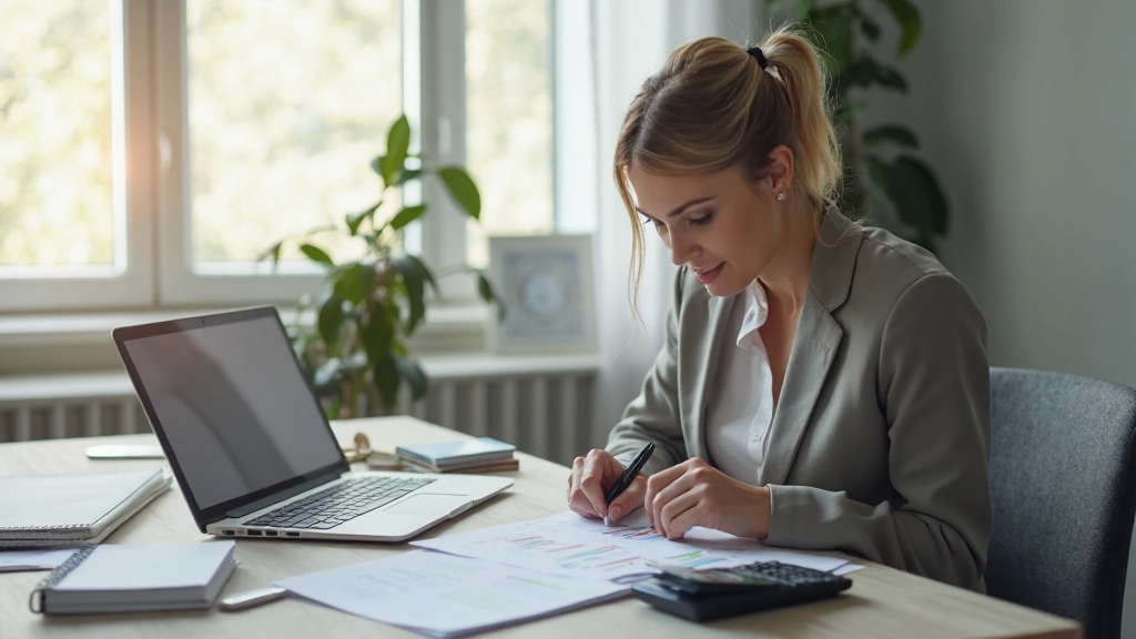 Профессиональное рабочее пространство с документами бюджета, калькулятором и планировщиком на столе